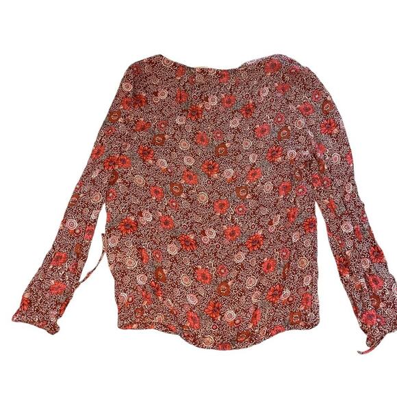 LUCKY BRAND Boho Paisley Printed Floral Blouse Red & Pink NWT $98 MSRP Sz Small - Picture 4 of 10